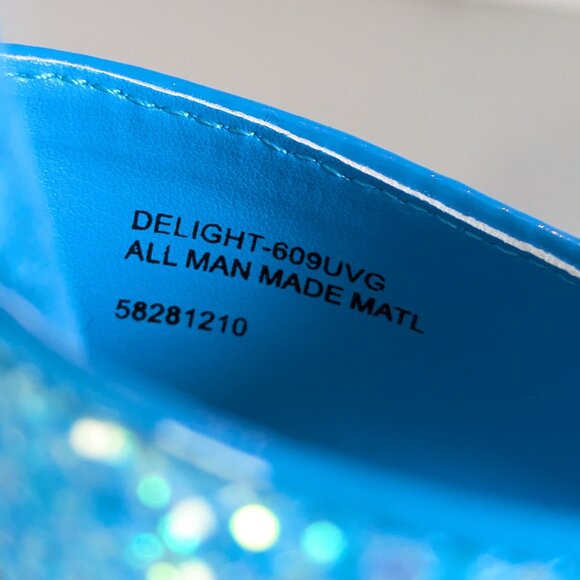 Pleaser Delight 609 Neon Blue Chunky Glitter Peep Toe Platform Stiletto Heels 8 - Picture 9 of 10